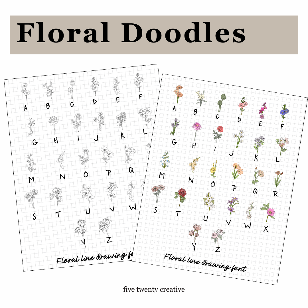 Color Changing Floral Doodle Font