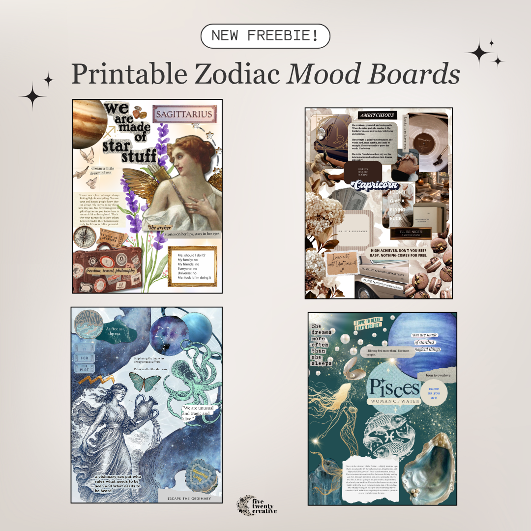 Printable Zodiac Mood Boards | Birthday 2026