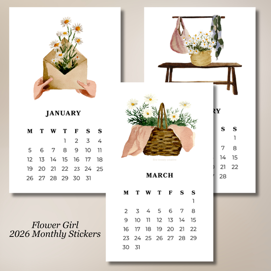 2026 Flower Girl Monthly Stickers