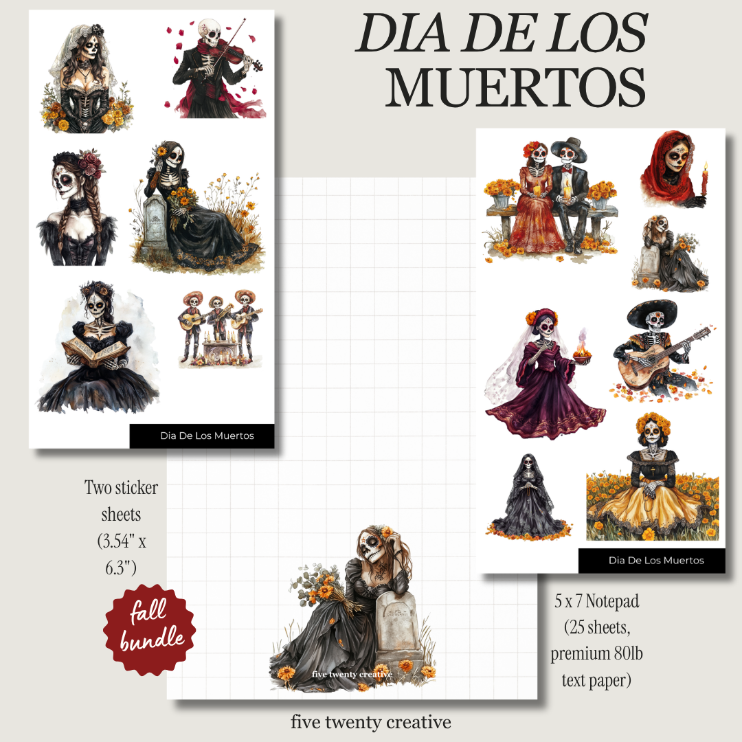 Día de los Muertos Stickers & Notepad Bundle
