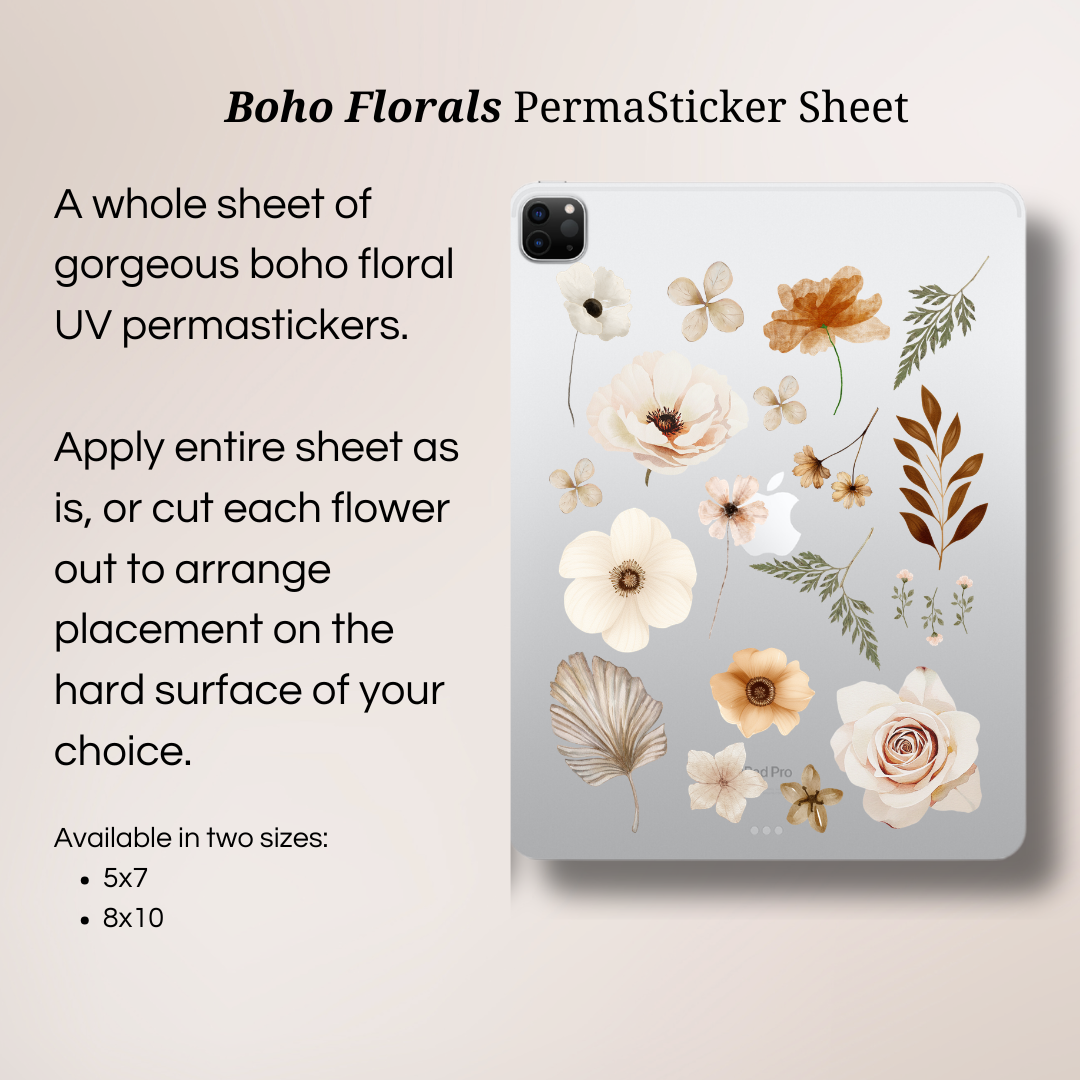 Boho Florals | UV PermaSticker Sheet