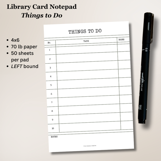 Library Card Notepad