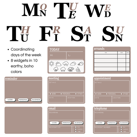 Digital Sticker Album | Vol. 4 : Earthy Boho Widgets