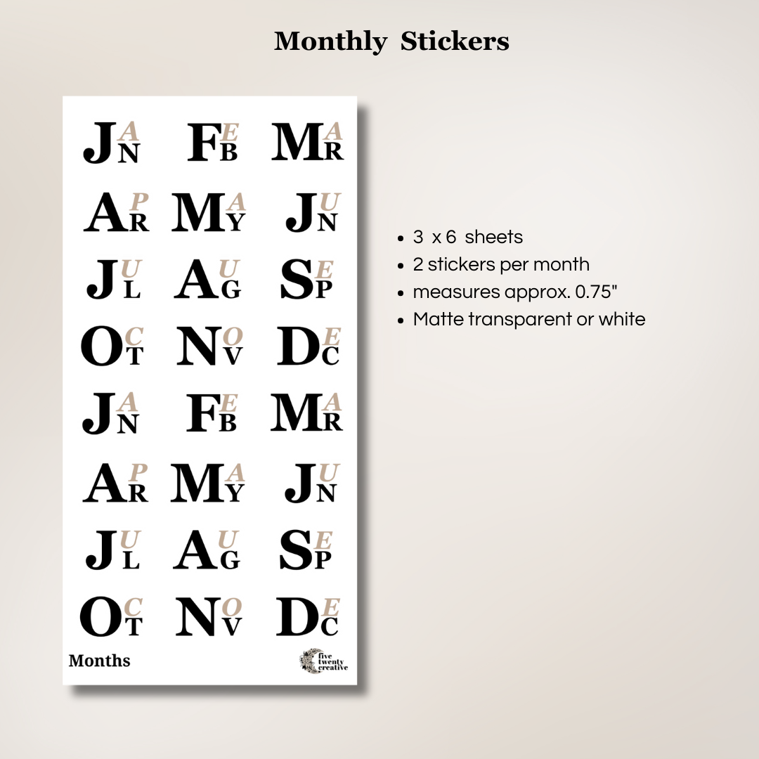 Monthly Stickers