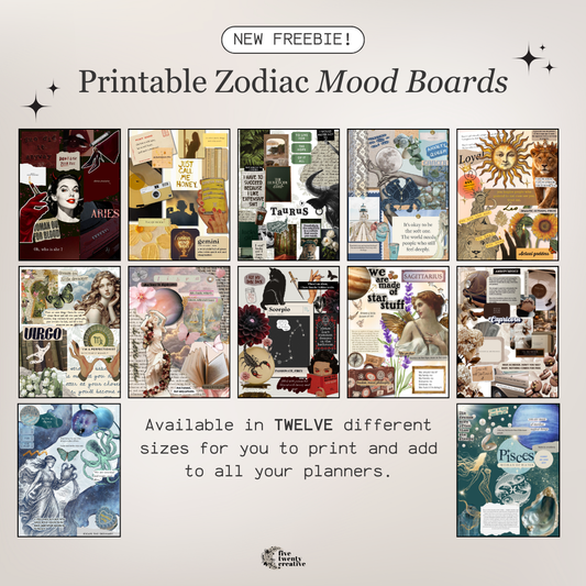 Printable Zodiac Mood Boards | Birthday 2026