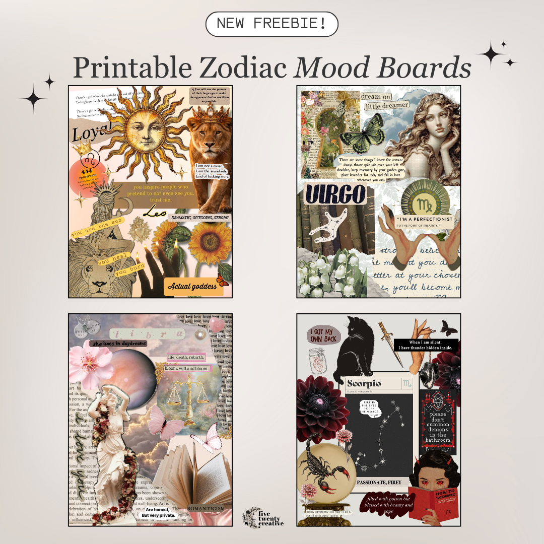 Printable Zodiac Mood Boards | Birthday 2026