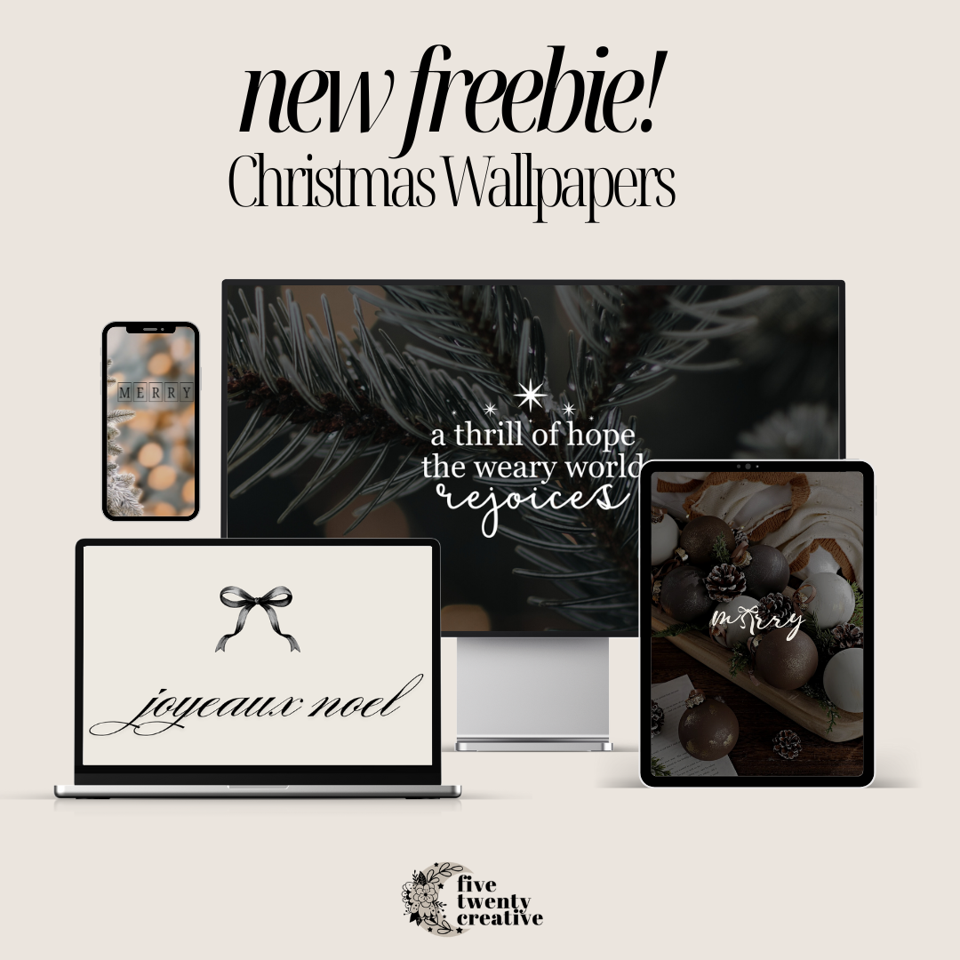 Promotional graphic for Christmas wallpapers featuring devices with different screens.