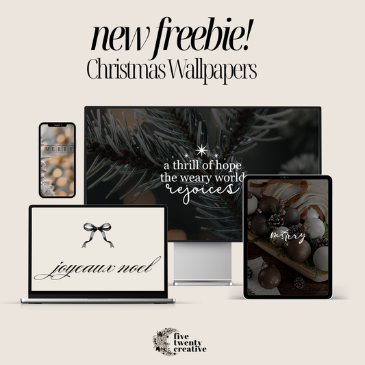 Promotional graphic for Christmas wallpapers featuring devices with different screens.