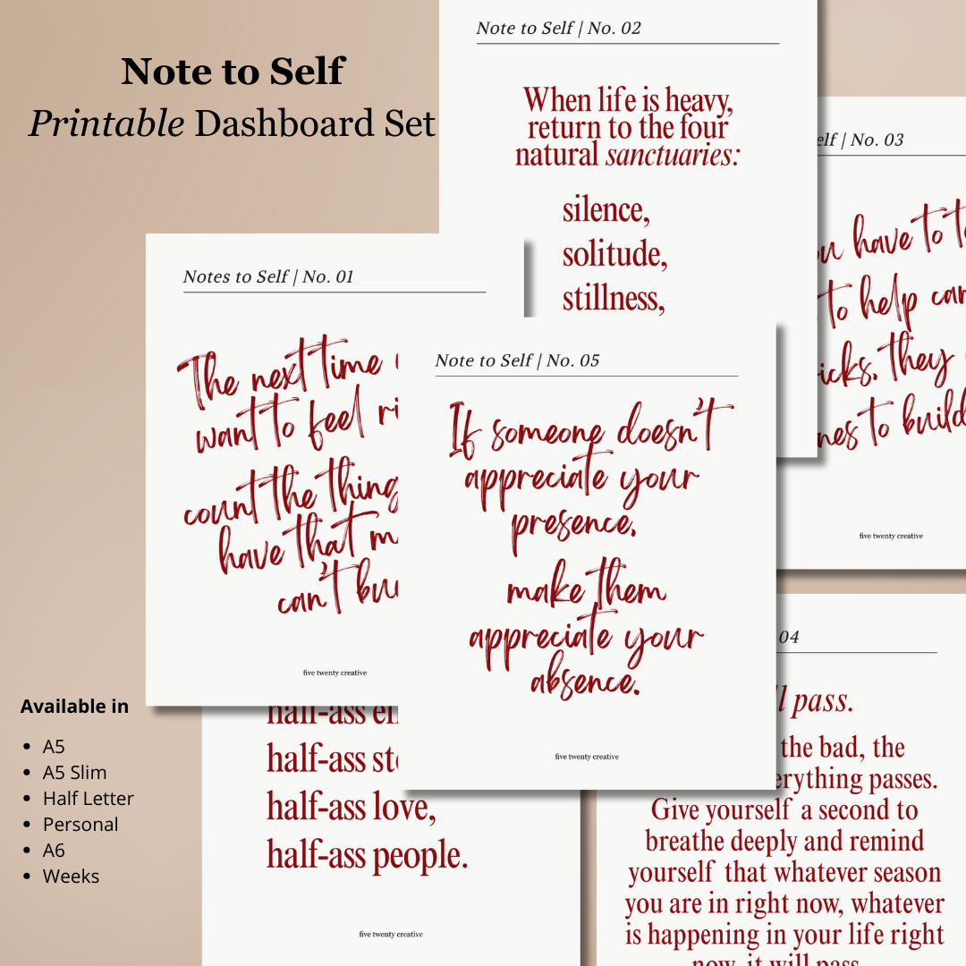 Note to Self | Printable Dashboard Bundle
