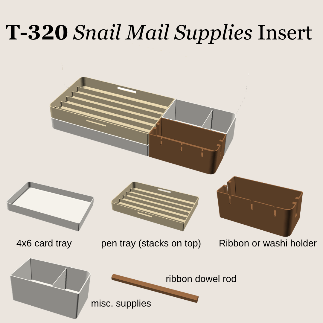 T-320 Snail Mail Insert | Card, Pen, Ribbon & Washi Organizer