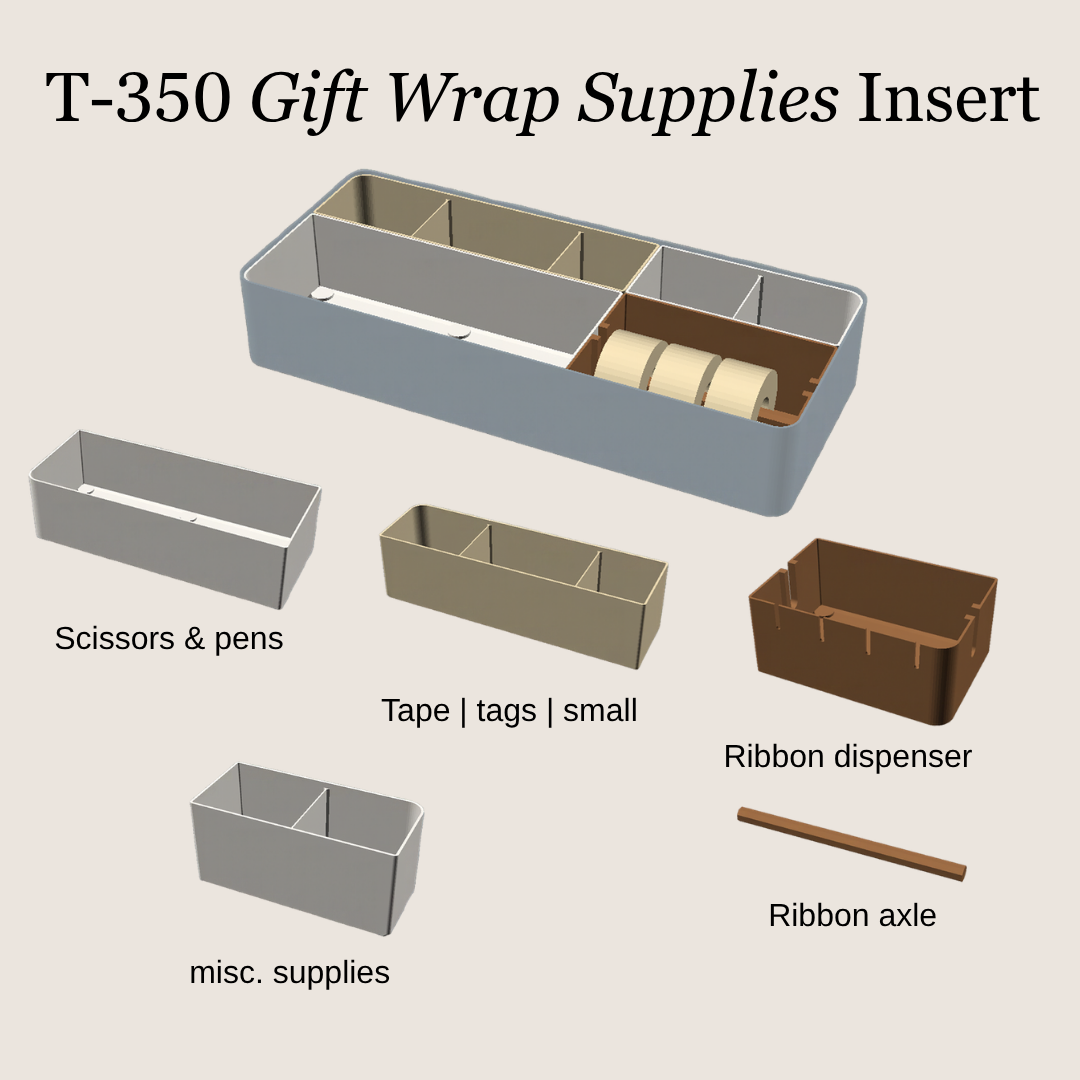 T-350 Gift Wrap Insert | Ribbon, Scissors, Tape & Tag Organizer