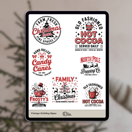 Vintage Christmas Signs Digital Stickers