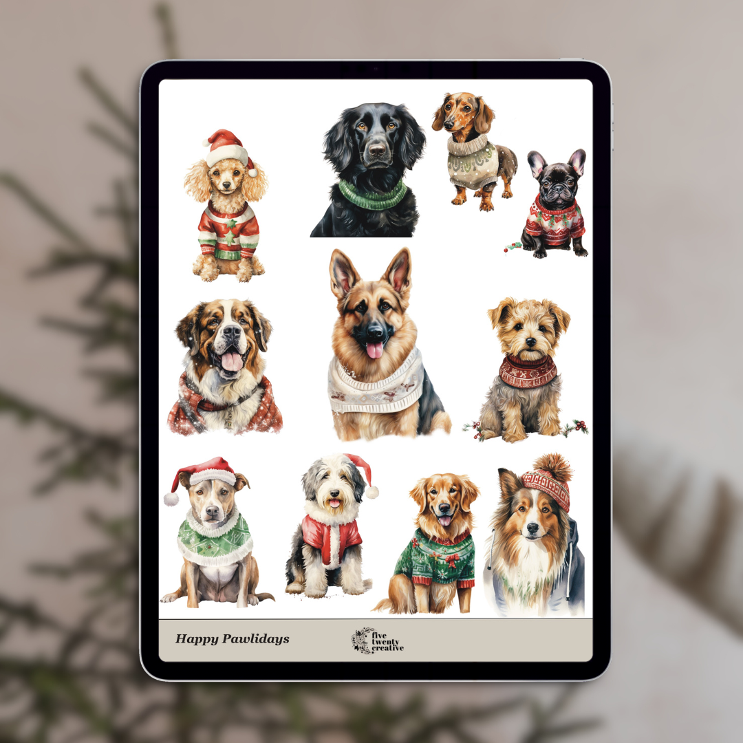 Happy Pawlidays Digital Stickers