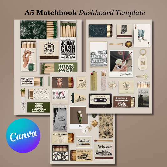 A5 Matchbook Dashboard Canva Template | DIY Planner Dashboard
