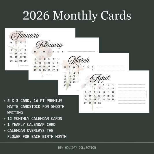 2026 Birth Flowers Monthly Planner Cards