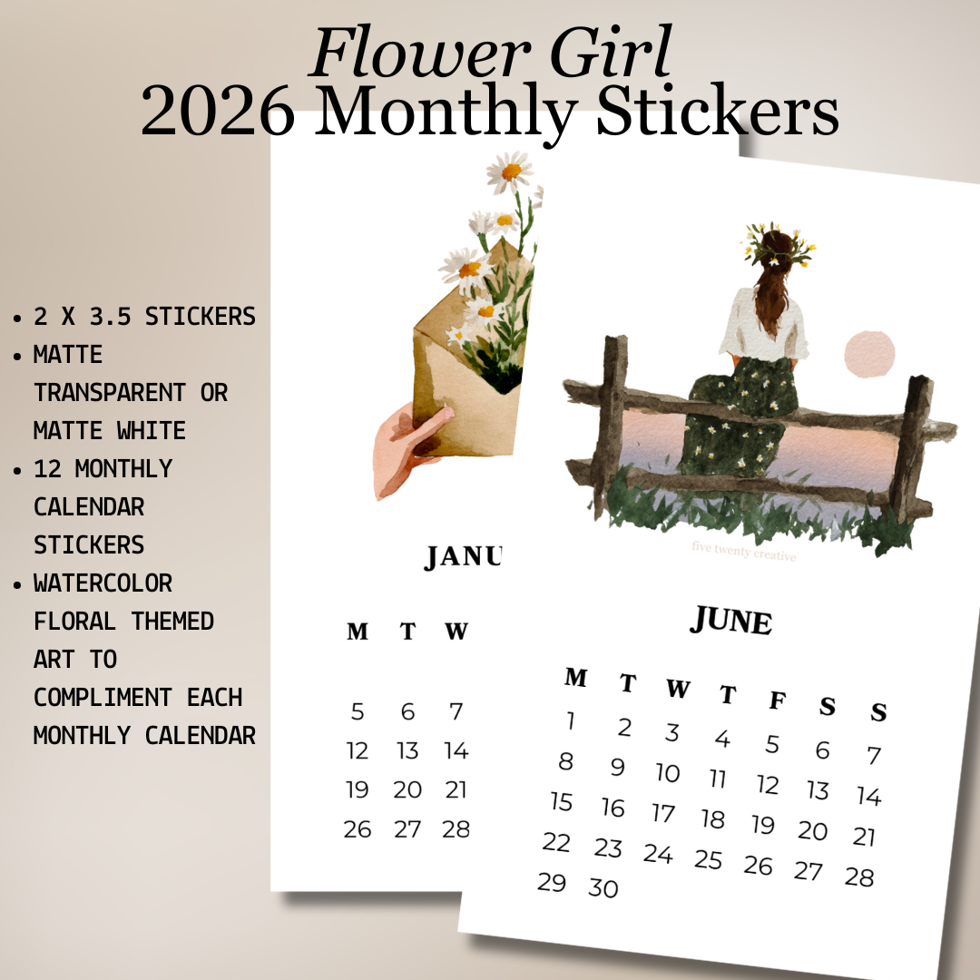 2026 Flower Girl Monthly Stickers