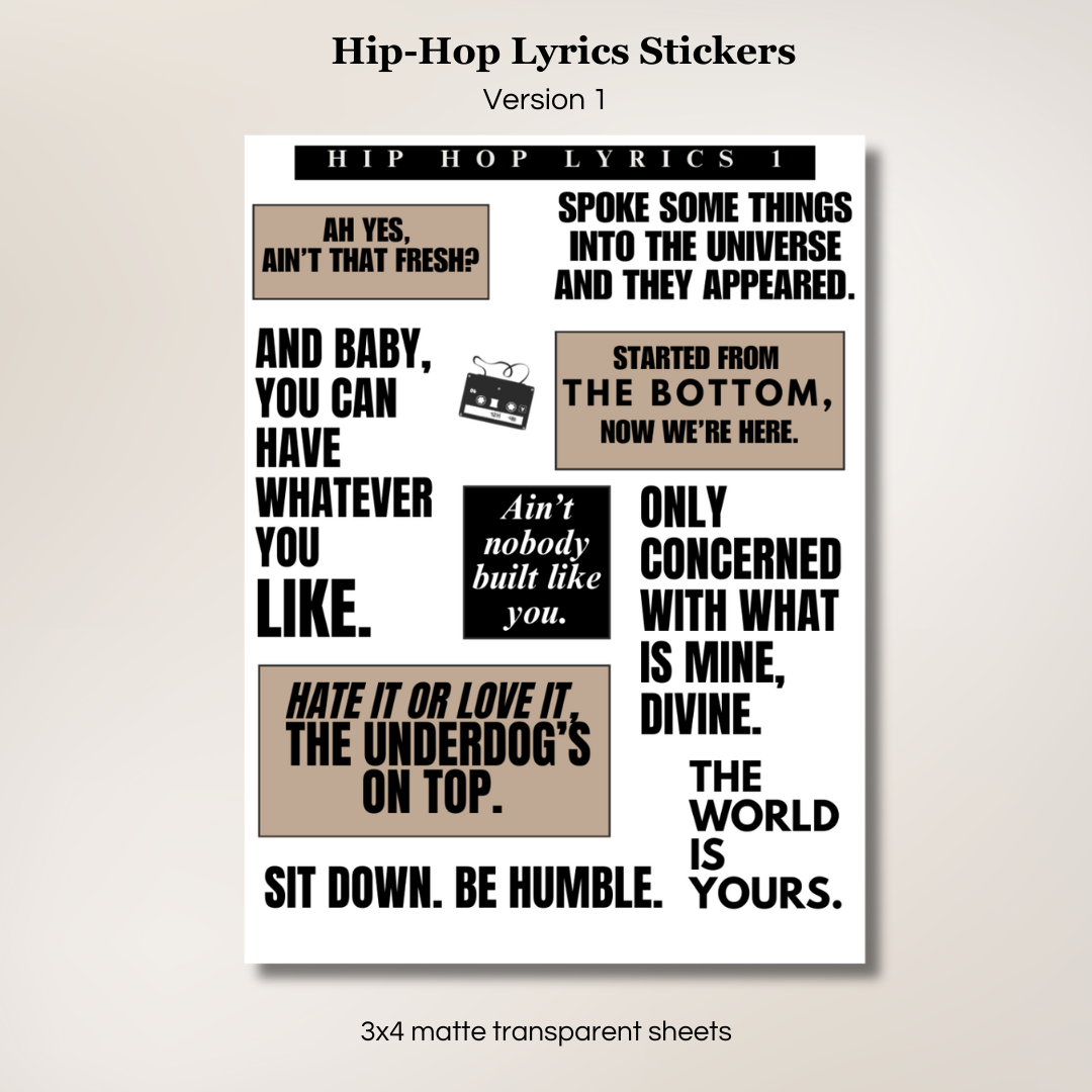 Hip-Hop Lyrics Stickers | V1