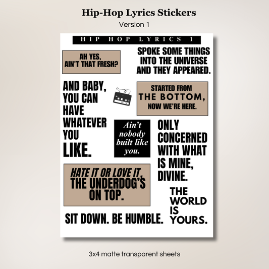 Hip-Hop Lyrics Stickers | V1