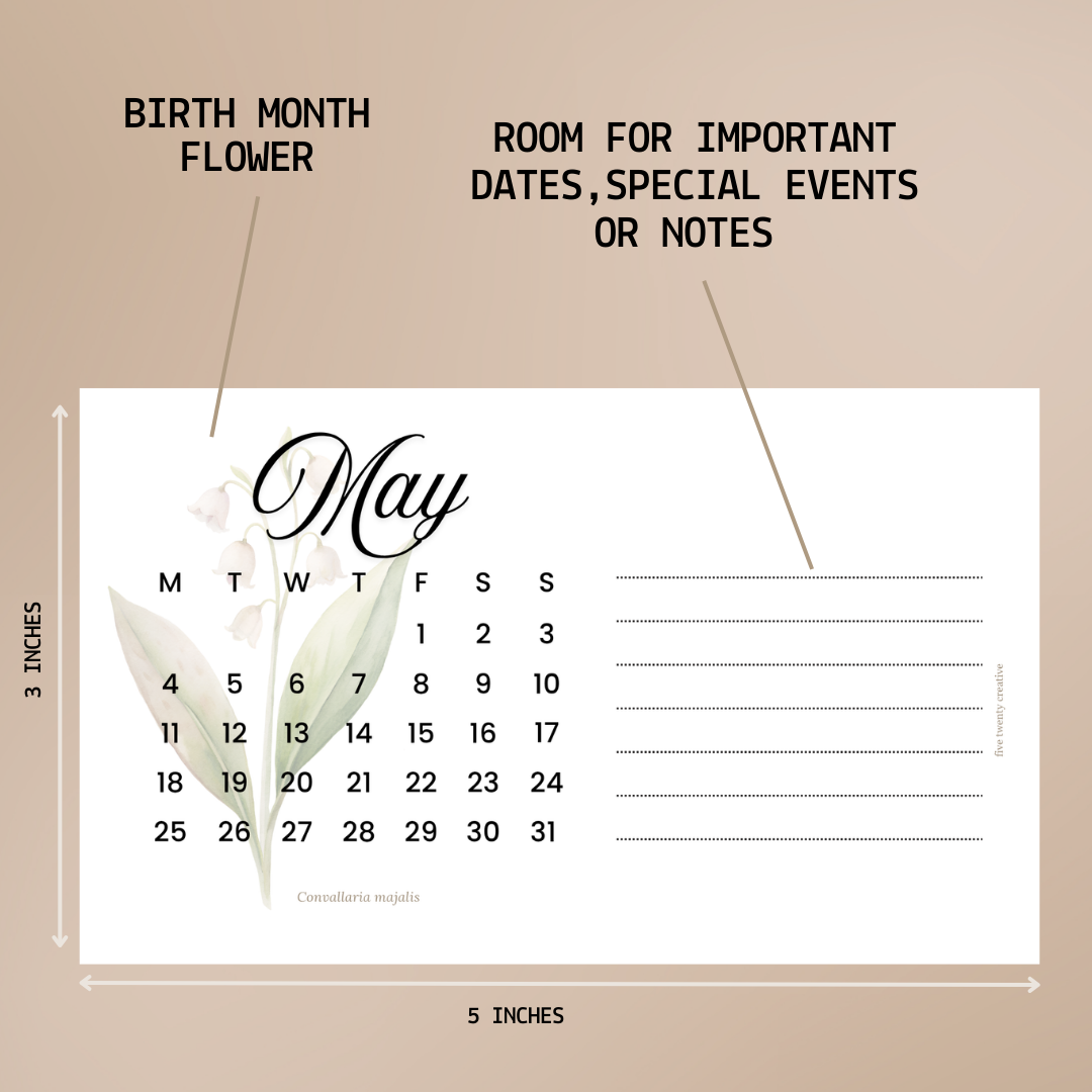 2026 Birth Flowers Monthly Planner Cards
