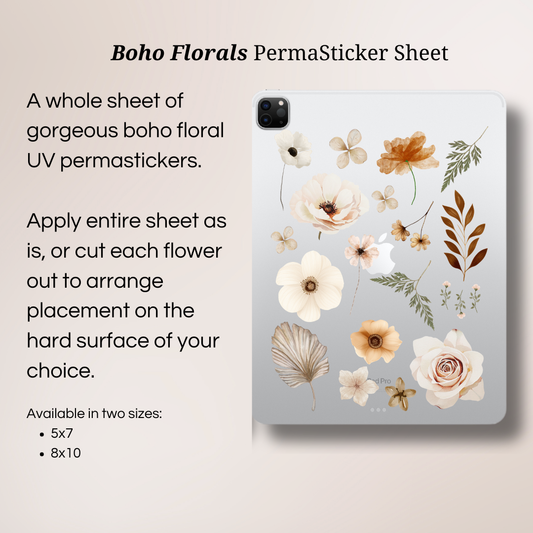 Boho Florals | UV PermaSticker Sheet