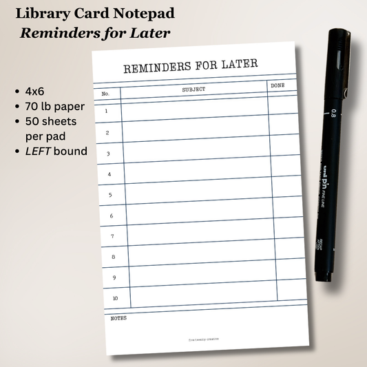 Library Card Notepad