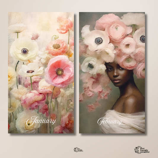 Always Flowers Ebony | Monthly Dashboard Bundle