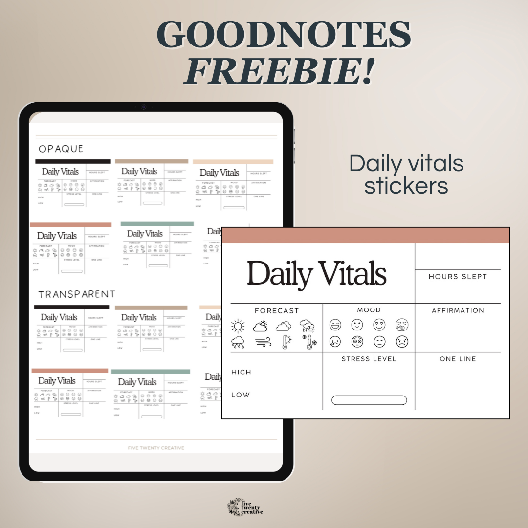 Daily Vitals Goodnotes Stickers