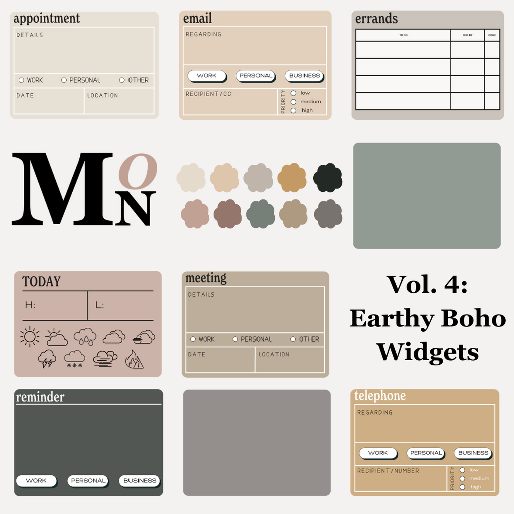 Digital Sticker Album | Vol. 4 : Earthy Boho Widgets