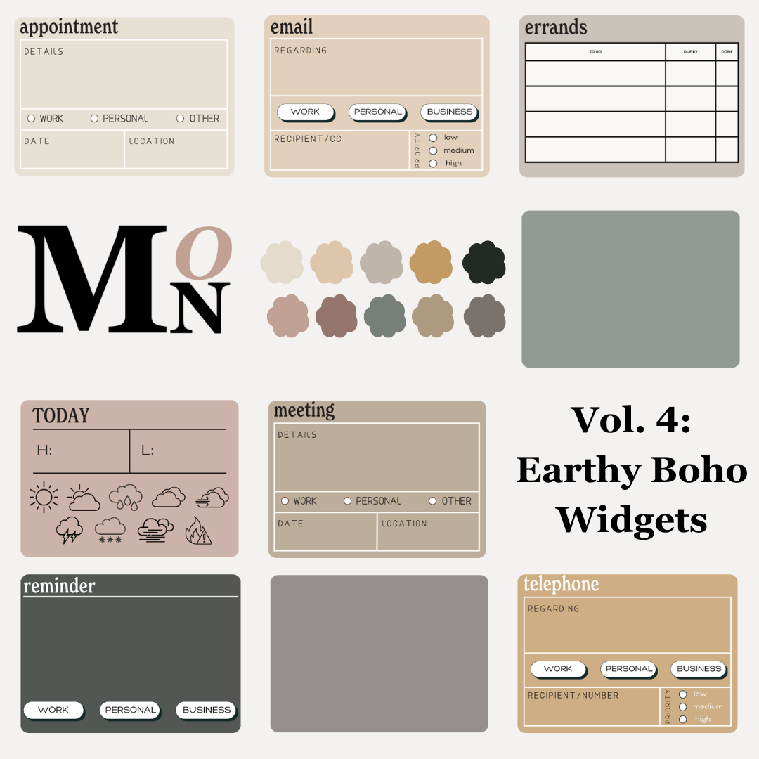 Digital Sticker Album | Vol. 4 : Earthy Boho Widgets