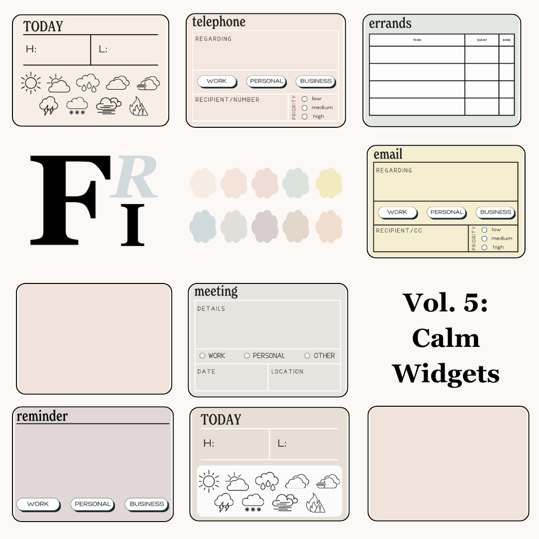 Digital Sticker Album | Vol. 5 : Calm Widgets