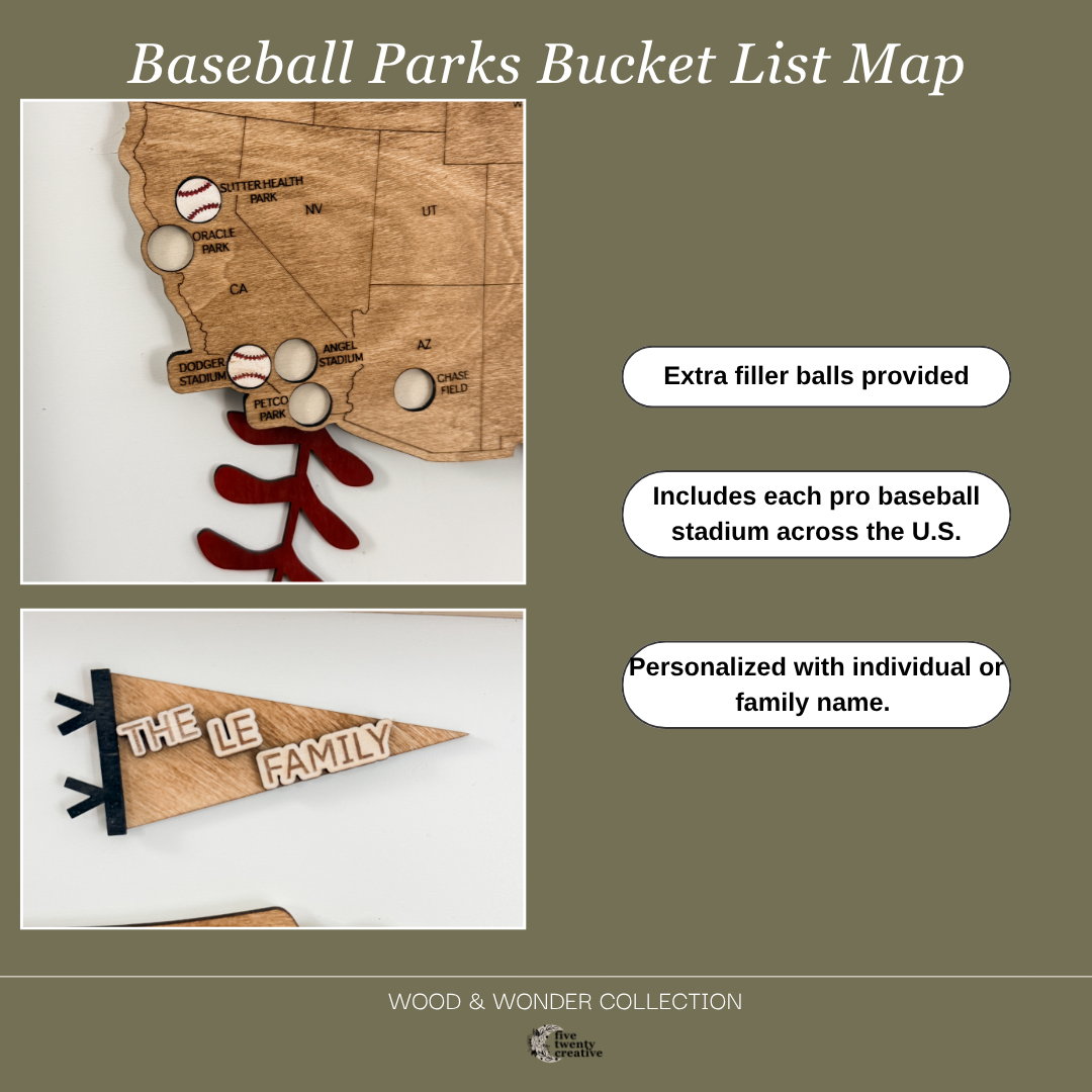 Baseball Parks Bucket List Map