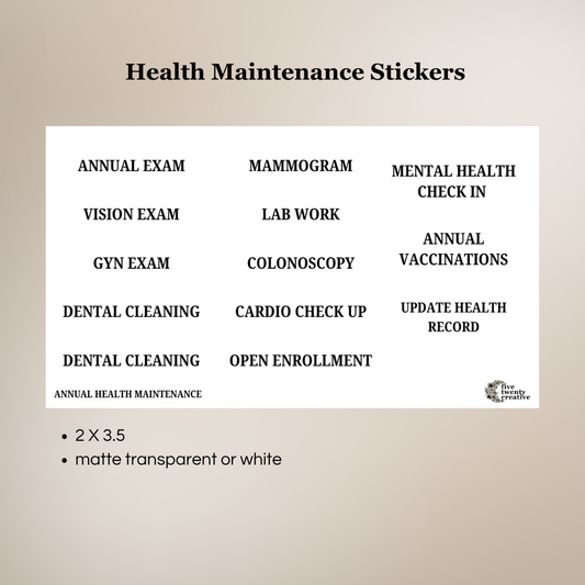Annual Health Maintenance Stickers