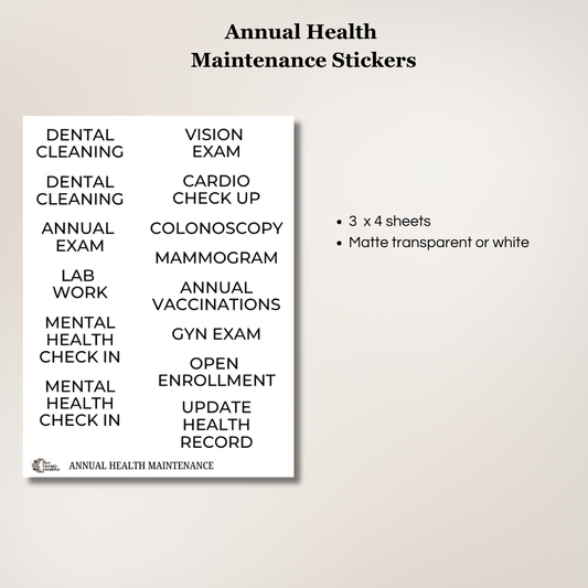 Annual Health Maintenance Stickers