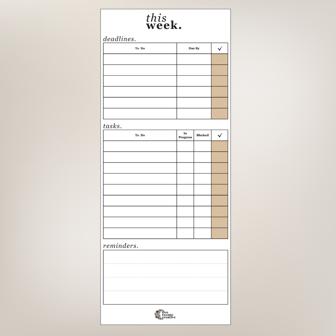 This Week | Weekly Planning Notepad