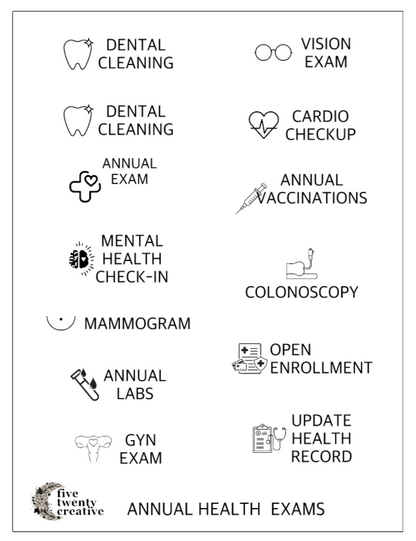 Annual Health Exams Stickers